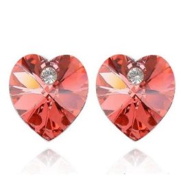   Herzohrringe, Padparadscha, verziert mit Swarovski-Kristallen
