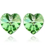  Herzohrringe, Peridot, verziert mit Swarovski-Kristallen