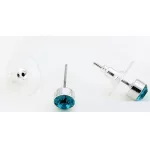  Runde Ohrringe, blauer Zirkon, verziert mit Swarovski-Kristallen