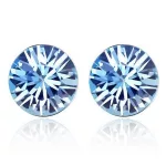  Runde Ohrringe, klarer Saphir, verziert mit Swarovski-Kristallen