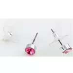  Runde Ohrringe, rosa, verziert mit Swarovski-Kristallen