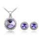 Rundes Steinschmuckset, Tansanit, verziert mit Swarovski-Kristallen
