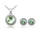  Rundes Steinschmuckset, Chrysolith, verziert mit Swarovski-Kristallen