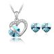  Herz-Schmuckset, Aquamarin, verziert mit Swarovski-Kristallen