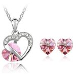  Herz-Schmuckset, Light Rose, verziert mit Swarovski-Kristallen