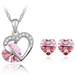    Herz-Schmuckset, Light Rose, verziert mit Swarovski-Kristallen