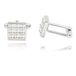 Manschettenknöpfe, Gitter, mit Swarovski-Kristall, Kristall