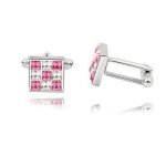 Manschettenknöpfe, Gitter, mit Swarovski-Kristall, kristallrosa