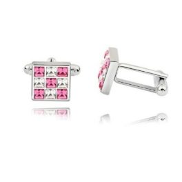  Manschettenknöpfe, Gitter, mit Swarovski-Kristall, kristallrosa