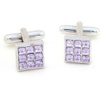 Manschettenknöpfe, Gitter, mit Swarovski-Kristall, lila