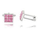 Manschettenknöpfe, Gitter, mit Swarovski-Kristall, rosa