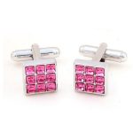 Manschettenknöpfe, Gitter, mit Swarovski-Kristall, rosa
