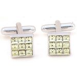 Manschettenknöpfe, Gitter, mit Swarovski-Kristall, gelb