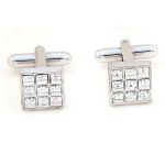 Manschettenknöpfe, Gitter, mit Swarovski-Kristall, Kristall