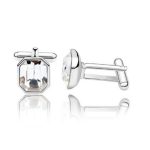 Manschettenknöpfe, achteckig, mit Swarovski-Kristall, Kristall