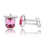 Manschettenknöpfe, achteckig, mit Swarovski-Kristall, rosa