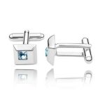 Manschettenknöpfe, quadratisch, mit Swarovski-Kristall, Aquamarin