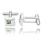 Manschettenknopf, quadratisch, mit Swarovski-Kristall, Peridot