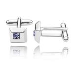 Manschettenknopf, quadratisch, mit Swarovski-Kristall, Tansanit