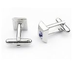 Manschettenknopf, quadratisch, mit Swarovski-Kristall, Tansanit