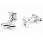 Manschettenknöpfe, quadratisch, mit Swarovski-Kristall, Aquamarin