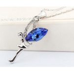  Halskette mit Feenanhänger, Saphir, verziert mit Swarovski-Kristallen