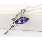  Halskette mit Feenanhänger, Tansanit, verziert mit Swarovski-Kristallen