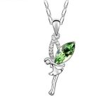 Halskette mit Feenanhänger, Peridot, verziert mit Swarovski-Kristallen