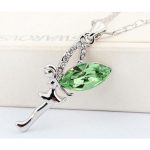  Halskette mit Feenanhänger, Peridot, verziert mit Swarovski-Kristallen