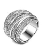  Silberfarbener Ring mit Zirkoniasteinen, 7