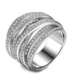  Silberfarbener Ring mit Zirkoniasteinen, 9