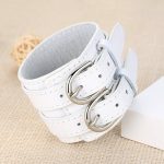 Breites Punk-Armband, Leder, weiß, mit Doppelschließe