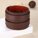 Breites Punk-Armband, Leder, braun, mit Doppelschließe