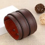 Breites Punk-Armband, Leder, braun, mit Doppelschließe