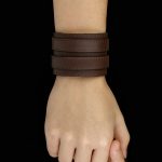 Breites Punk-Armband, Leder, braun, mit Doppelschließe
