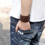 Breites Punk-Armband, Leder, braun, mit Doppelschließe