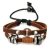 Doppelarmband, Leder, braun, mit Metallperlen