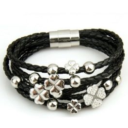  Armband mit Kleeblattmuster, Schwarz