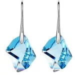  Rautenohrringe, Aquamarin, verziert mit Swarovski-Kristallen