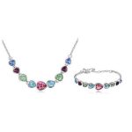 Herzförmiges Schmuckset, mehrfarbig, verziert mit Swarovski-Kristallen
