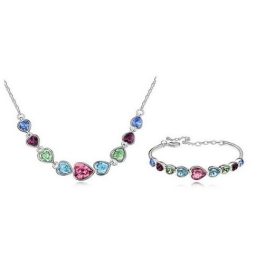    Herzförmiges Schmuckset, mehrfarbig, verziert mit Swarovski-Kristallen