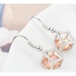  Würfelohrringe und Halsketten-Set, Gold