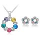  Modisches Schmuckset, mehrfarbig, verziert mit Swarovski-Kristallen