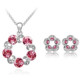    Modisches Schmuckset, Rose, verziert mit Swarovski-Kristallen