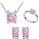 Schmuckset, verziert mit Swarovski-Kristallen, rosa