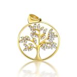 Lebensbaum-Anhänger aus 14-karätigem Gold mit Kristallen