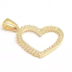 Herzförmiger Anhänger aus 14-karätigem Gold mit Kristallen