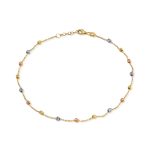 Fußkettchen aus 14-karätigem Gold mit dreifarbigen Kugeln