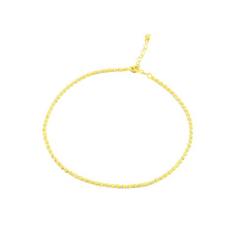 Fußkettchen aus 14-karätigem Gold, Keramik und Gold, Weiß