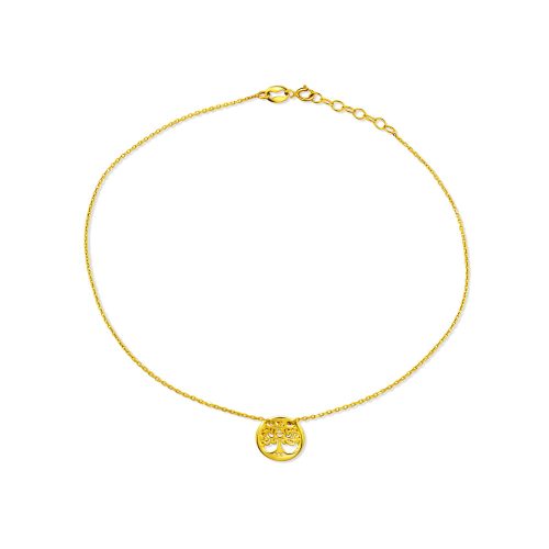 Fußkettchen aus 14-karätigem Gold mit Lebensbaum-Anhänger